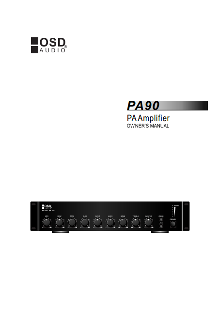 OSD PA90 - 70 Volt Amplifier Manual